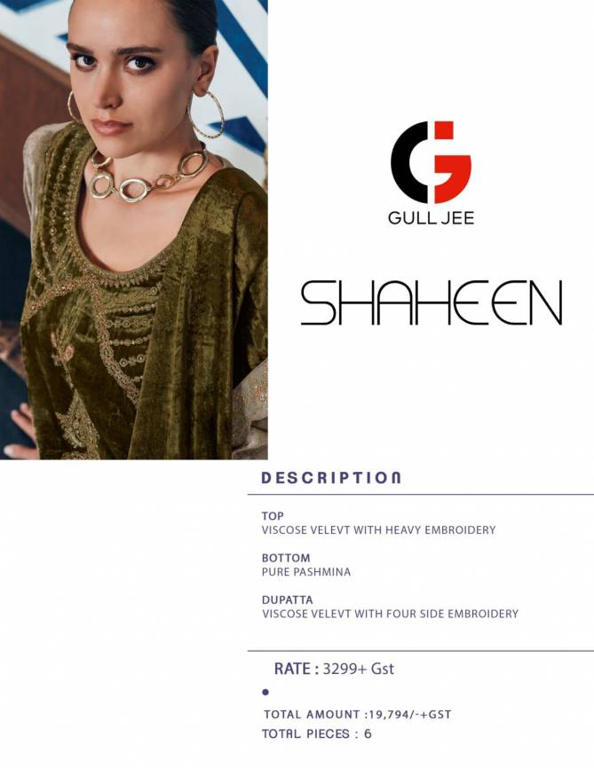 Shaheen By Gull Jee Winter Wear Velvet Designer Salwar Kameez Wholesale online
